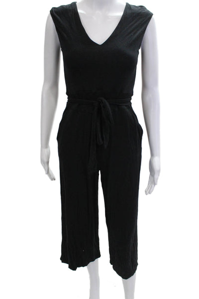 Boden Womens Sleeveless V-Neck Jumpsuit Black Polyester Blend Size 2P