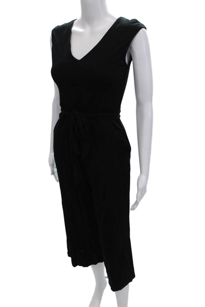 Boden Womens Sleeveless V-Neck Jumpsuit Black Polyester Blend Size 2P