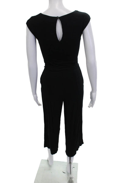 Boden Womens Sleeveless V-Neck Jumpsuit Black Polyester Blend Size 2P