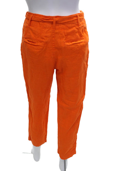 Lauren Ralph Lauren Womens Paperbag Cropped Ankle Pants Orange Linen Size 0