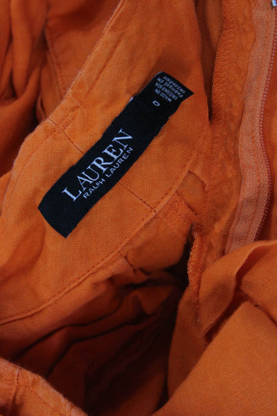 Lauren Ralph Lauren Womens Paperbag Cropped Ankle Pants Orange Linen Size 0