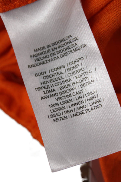 Lauren Ralph Lauren Womens Paperbag Cropped Ankle Pants Orange Linen Size 0
