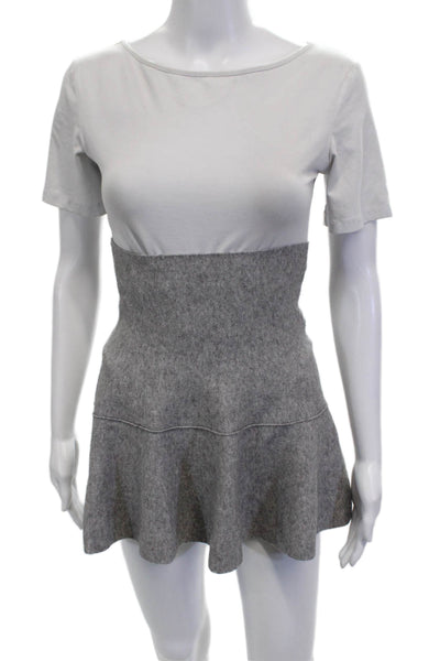 Zara Knit Women Fit & Flare Skirt Gray Viscose Mini Size S