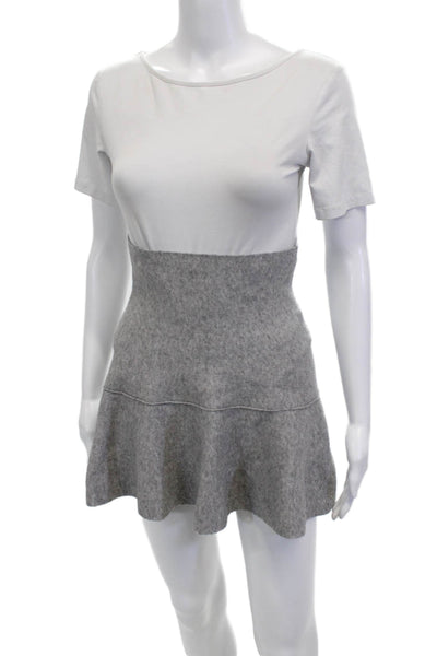 Zara Knit Women Fit & Flare Skirt Gray Viscose Mini Size S