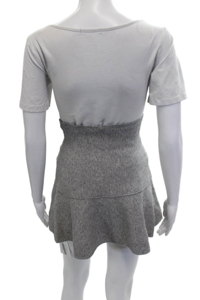 Zara Knit Women Fit & Flare Skirt Gray Viscose Mini Size S