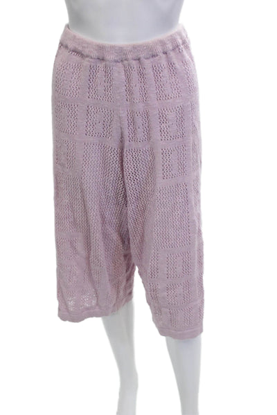 FP Beach Womens Purple Geometric Cotton Linen Shorts Size M