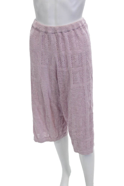 FP Beach Womens Purple Geometric Cotton Linen Shorts Size M