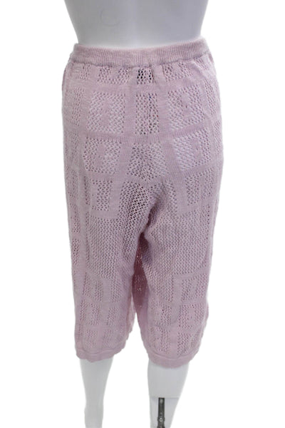 FP Beach Womens Purple Geometric Cotton Linen Shorts Size M