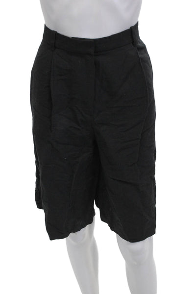 MNG Womens Bermuda Shorts Black Button Classic Size 8