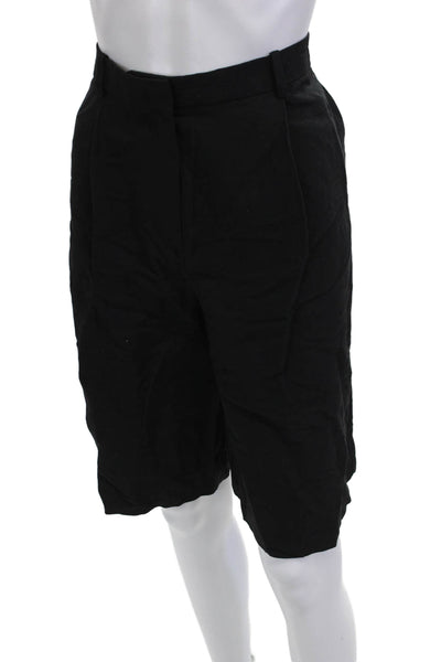 MNG Womens Bermuda Shorts Black Button Classic Size 8