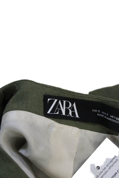 Zara Womens V-Neck Button Solid Army Green Polyester Vest Size S