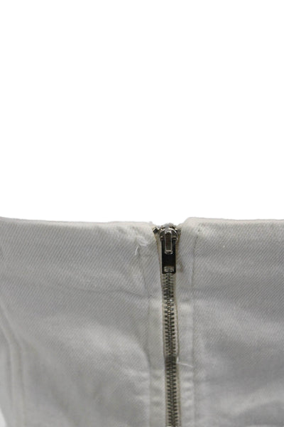 Zara Women Cropped Sleeveless White Cotton Blend Zip Top Size M