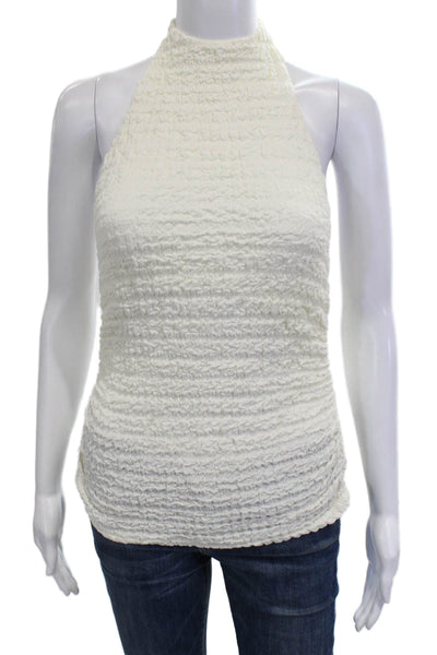 Zara Womens Tank Sleeveless High Neck White Polyester Blend Size M