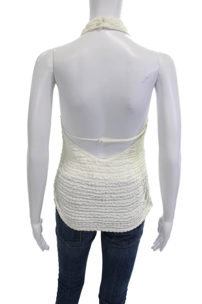 Zara Womens Tank Sleeveless High Neck White Polyester Blend Size M
