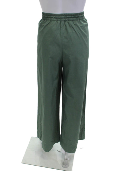 Zara Women Cropped Green Cotton Drawstring Army Pants Size S