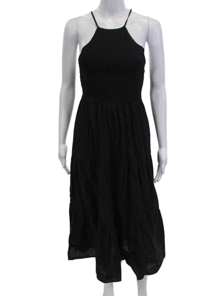 Zara Women Maxi Sundress Black Cotton Sleeveless Beach Size S