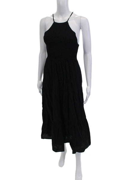 Zara Women Maxi Sundress Black Cotton Sleeveless Beach Size S