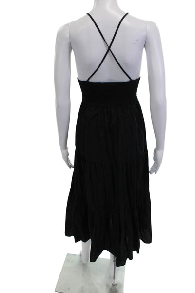 Zara Women Maxi Sundress Black Cotton Sleeveless Beach Size S