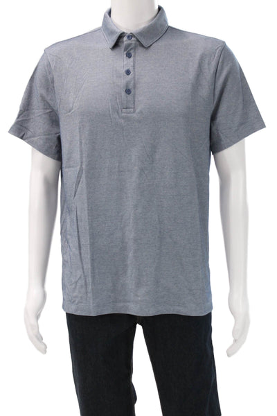J Crew Mens Gray Solid Collared Short Sleeve Polo Cotton Polyester Size L