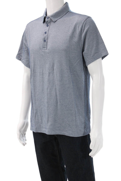 J Crew Mens Gray Solid Collared Short Sleeve Polo Cotton Polyester Size L