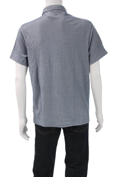 J Crew Mens Gray Solid Collared Short Sleeve Polo Cotton Polyester Size L