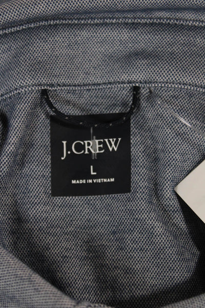J Crew Mens Gray Solid Collared Short Sleeve Polo Cotton Polyester Size L