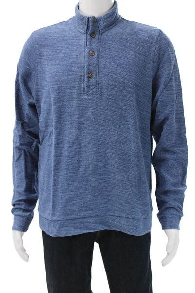 Marine Layer Mens Stand-Up Mock Neck Long Sleeve Blue T-Shirt Size L