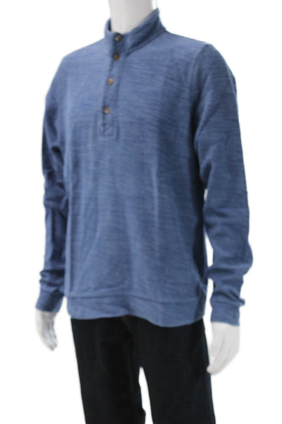 Marine Layer Mens Stand-Up Mock Neck Long Sleeve Blue T-Shirt Size L