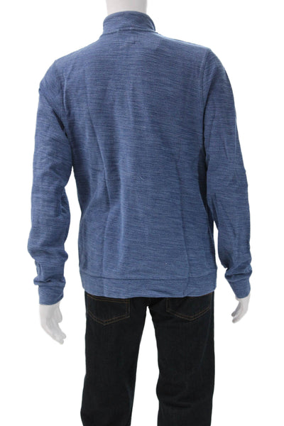 Marine Layer Mens Stand-Up Mock Neck Long Sleeve Blue T-Shirt Size L