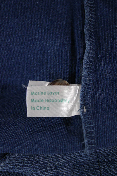 Marine Layer Mens Stand-Up Mock Neck Long Sleeve Blue T-Shirt Size L