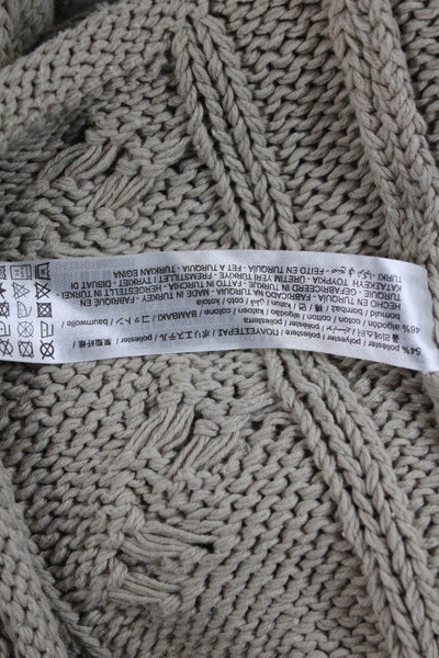 Zara Womens Pullover Sweater Beige Long Sleeve Round Neck Cotton Blend Size S