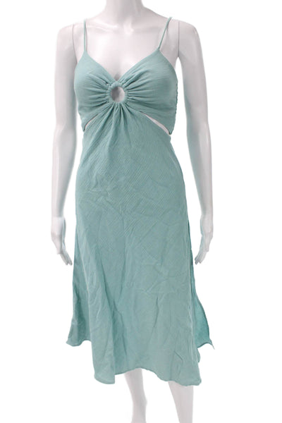 Jens Pirate Booty Women Light Blue Cotton Sundress Knee Length Size XS