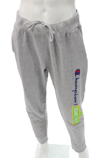 Champion Women Jogger Sweatpants Gray Drawstring Cartoon Graphic Size L