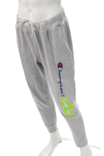Champion Women Jogger Sweatpants Gray Drawstring Cartoon Graphic Size L