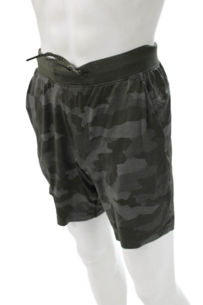 Lululemon Mens Dark Gray Camo Sweat Shorts Polyester Drawstring Size M