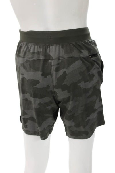 Lululemon Mens Dark Gray Camo Sweat Shorts Polyester Drawstring Size M