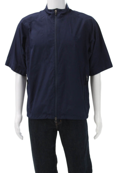 Zero Restriction Mens Windbreaker Dark Blue High Neck Zip Polyester Size S