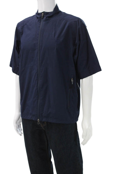 Zero Restriction Mens Windbreaker Dark Blue High Neck Zip Polyester Size S