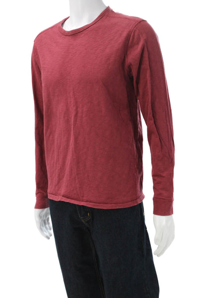 J Crew Mens Red Long Sleeve Crew Neck Classic T-Shirt 100% Cotton Size M