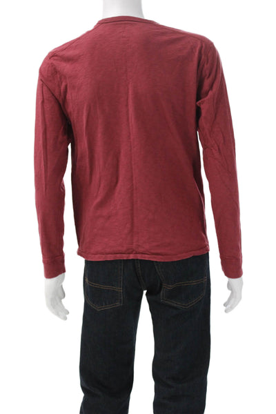 J Crew Mens Red Long Sleeve Crew Neck Classic T-Shirt 100% Cotton Size M