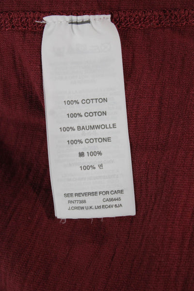 J Crew Mens Red Long Sleeve Crew Neck Classic T-Shirt 100% Cotton Size M