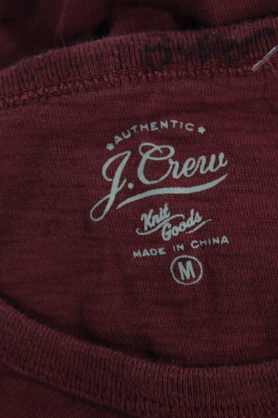 J Crew Mens Red Long Sleeve Crew Neck Classic T-Shirt 100% Cotton Size M