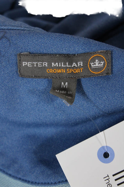 Peter Millar Mens Stand-Up Mock Neck Blue Long Sleeve Cotton T-Shirt Size M