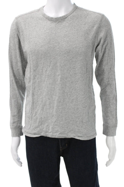 J Crew Mens T-Shirt Long Sleeve Crew Neck Gray 100% Cotton Solid Size M