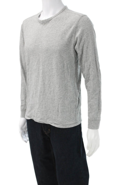 J Crew Mens T-Shirt Long Sleeve Crew Neck Gray 100% Cotton Solid Size M