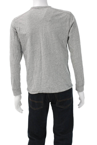 J Crew Mens T-Shirt Long Sleeve Crew Neck Gray 100% Cotton Solid Size M