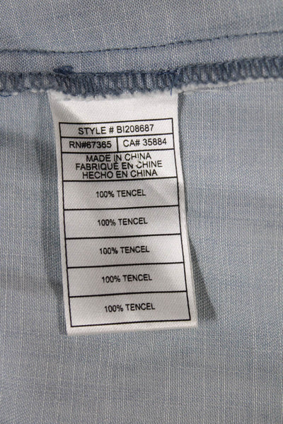 BB Dakota Women Light Blue Collared Sleeveless Shirt Dress 100% Tencel Size S