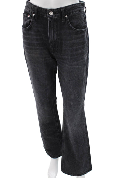 Grlfrnd Women Bootcut Flared Jeans Dark Gray High Rise Cotton Size 26
