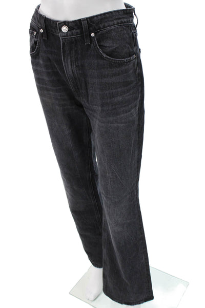 Grlfrnd Women Bootcut Flared Jeans Dark Gray High Rise Cotton Size 26