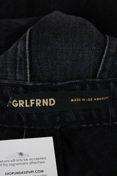 Grlfrnd Women Bootcut Flared Jeans Dark Gray High Rise Cotton Size 26